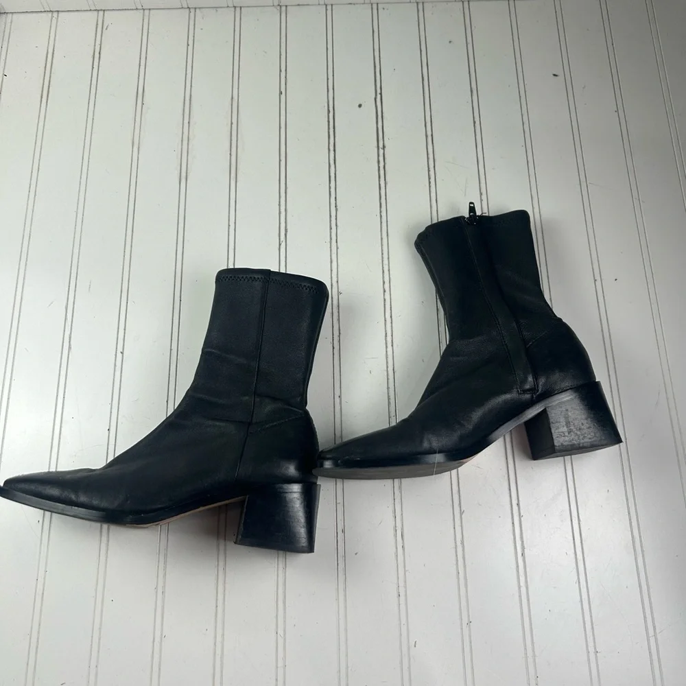 & Other Stories Black Leather Chunky Heel Ankle Boots Womenโs Size 6 $245 - Picture 4 of 12
